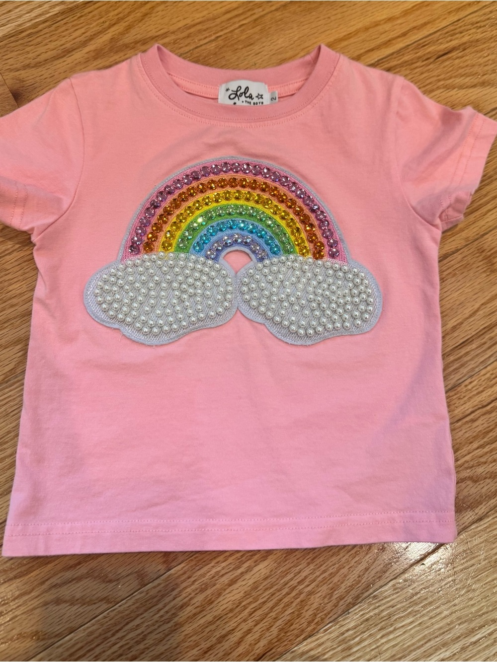 Lola + The Boys Pink Rainbow Pearl Tee